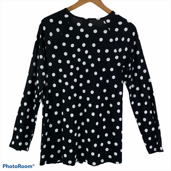 NWT ASOS Black/White Polka Dot Long Sleeve Top Size 6 - Picture 5 of 5